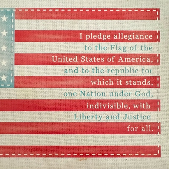 Patriotic July 4th USA AMERICAN Flag With Pledge Of Allegiance Ceramic Trivet - Picture 3 of 8